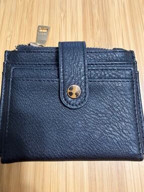 Jen & Co Black Bifold Card Holder Zip Coin Wallet NEW